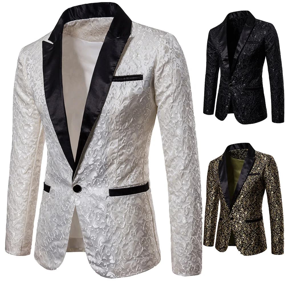 New Men Floral Party Dress Stylish Dinner Jacket