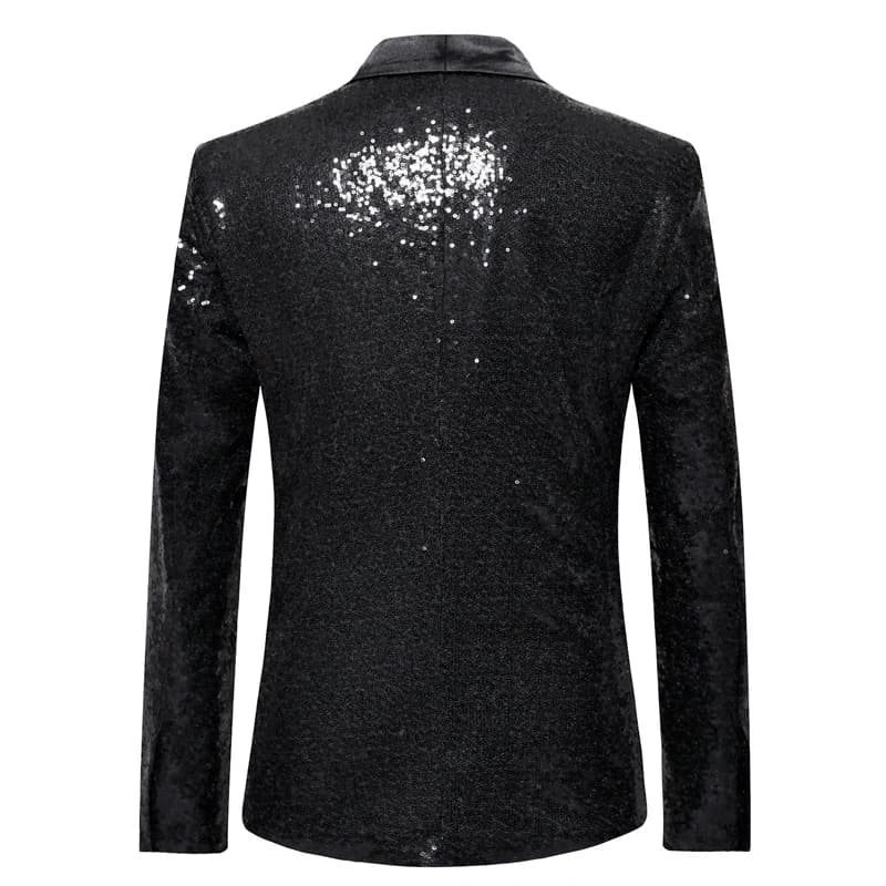 New Sequin One Button Shawl Collar Jacket
