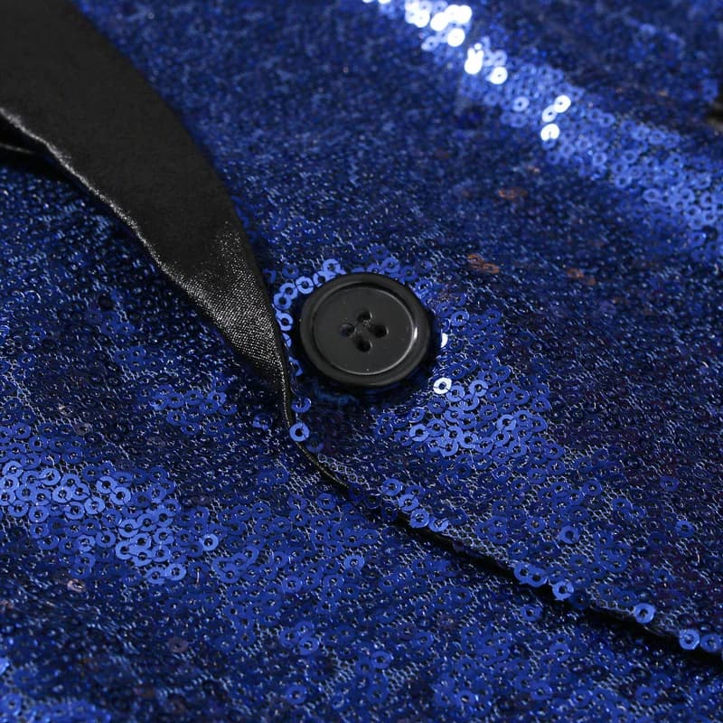 New Sequin One Button Shawl Collar Jacket