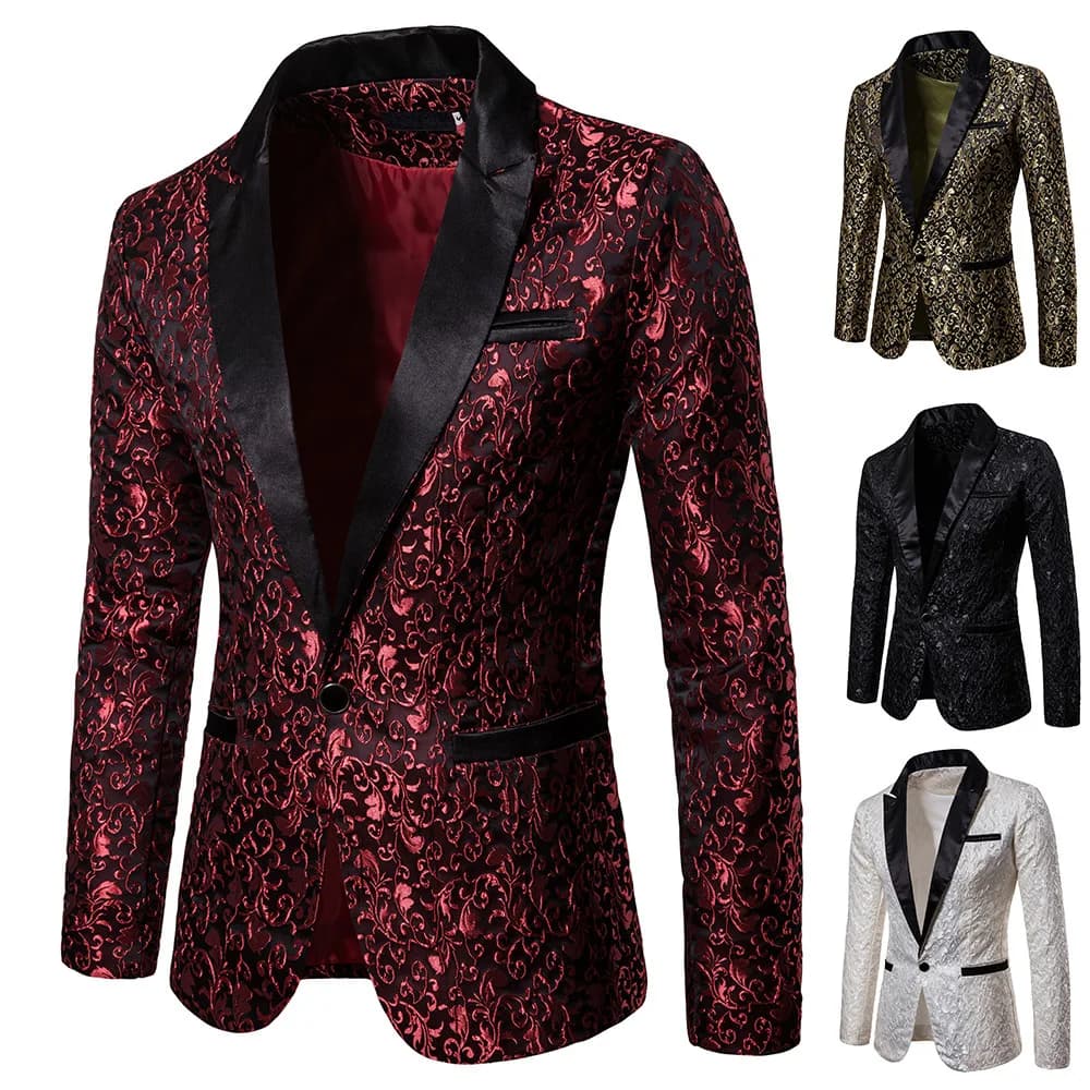 New Men Floral Party Dress Stylish Dinner Jacket