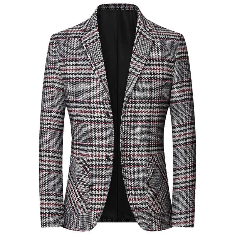 New Men Plaid Business Casual Blazers Spring Autumn