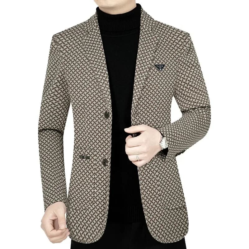 New Men Business Blazers Checkered Casual Coats
