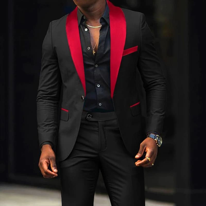New Fashion Men Boutique Business Stretch Fabric Double Slit Solid Color Suit