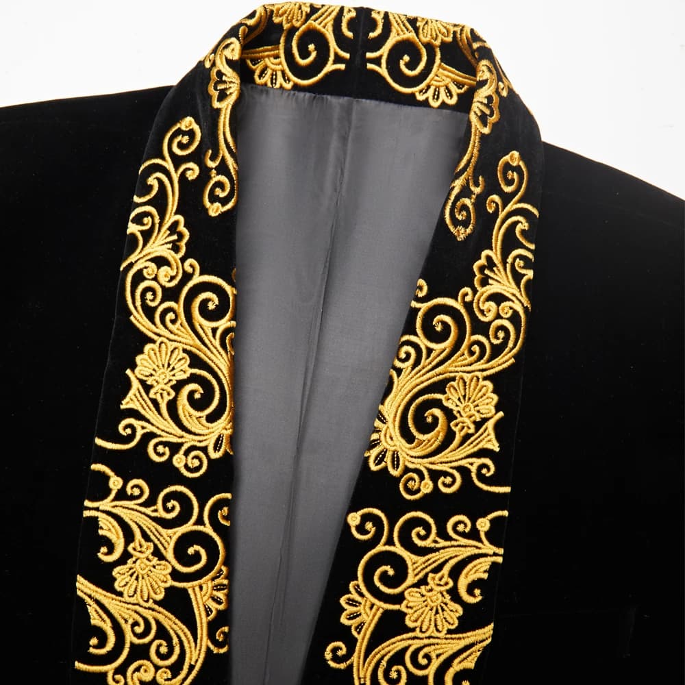 New Men Embroidered Shawl Lapel Groom Wedding