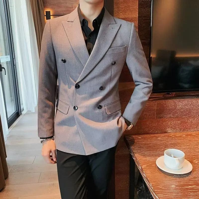 New Men Business Double Breasted Dress Blazer