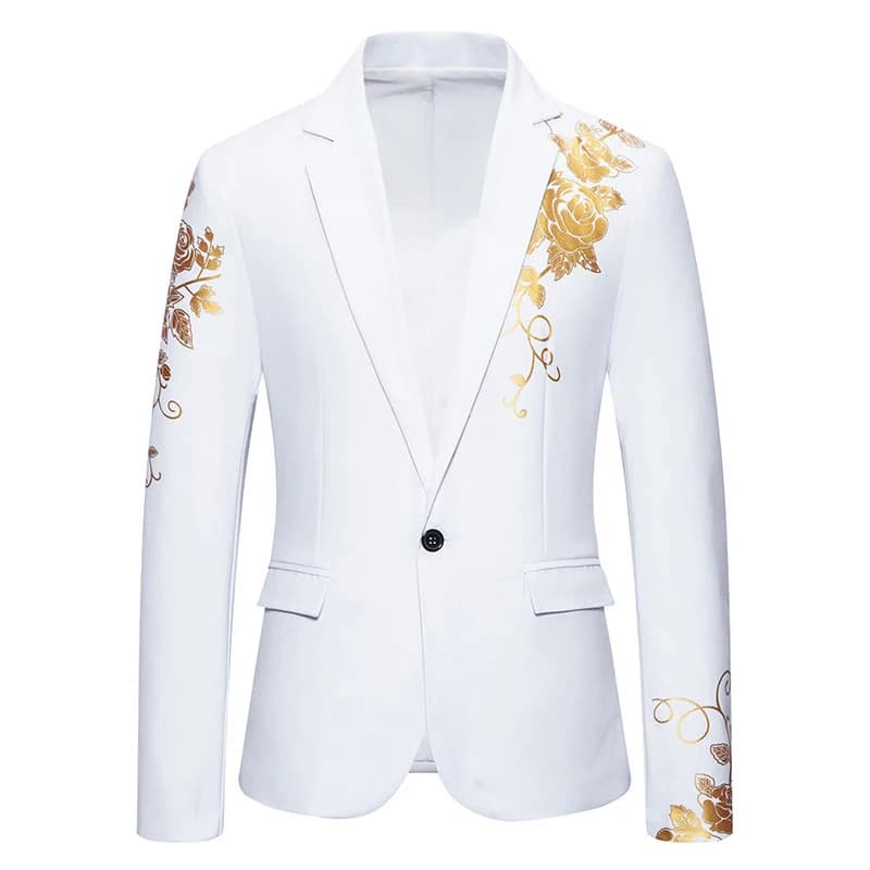 New Men One Button Printing Leisure Slim Blazer