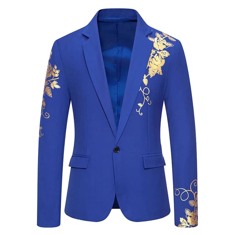 New Men One Button Printing Leisure Slim Blazer