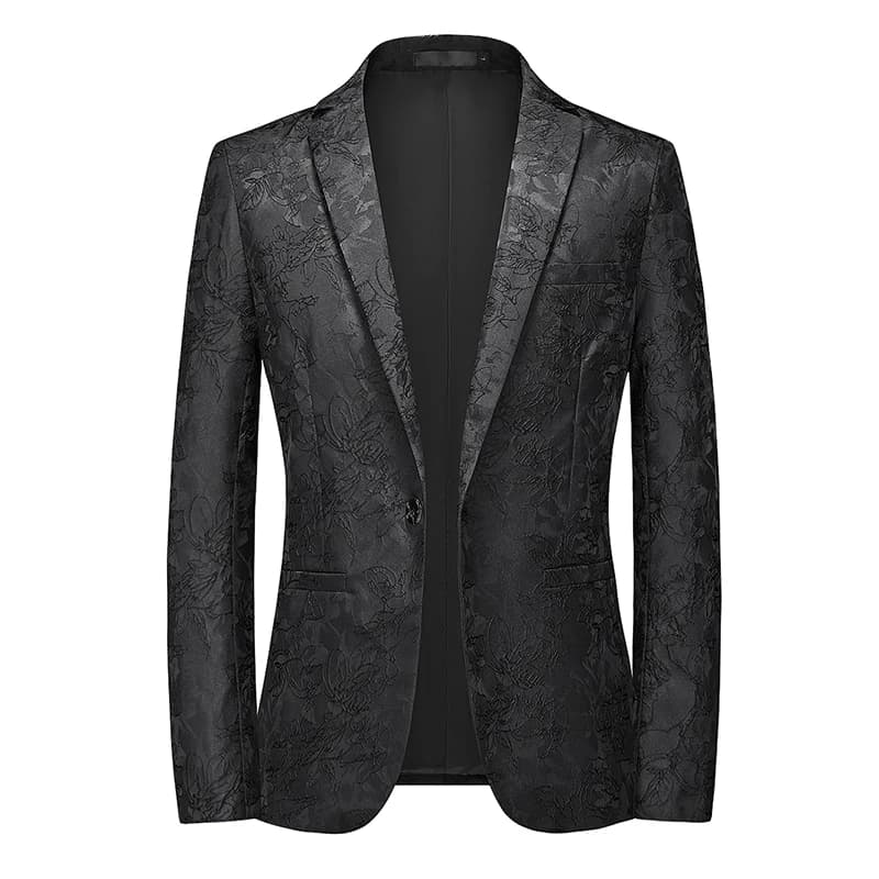 New Classic Black Jacquard Men Business Blazer