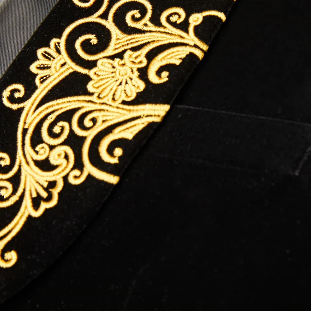 New Men Embroidered Shawl Lapel Groom Wedding