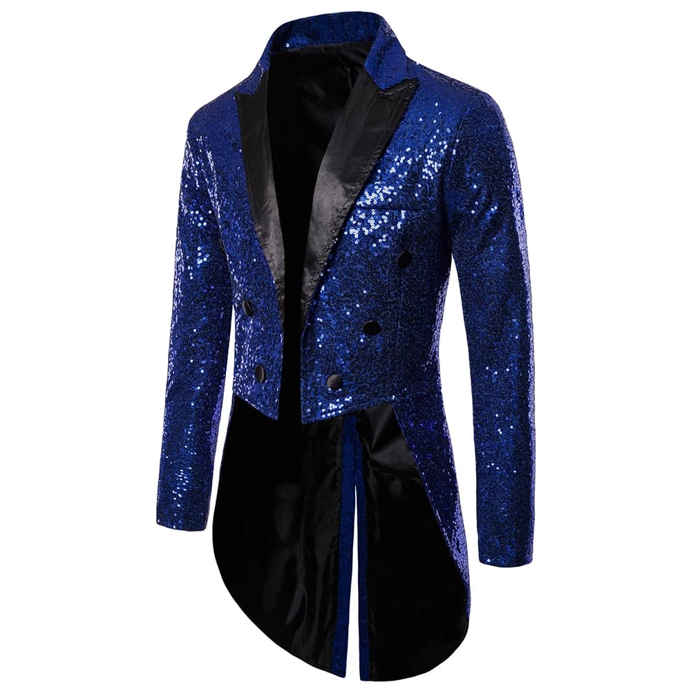 New Men Round Sequin Button Tuxedo