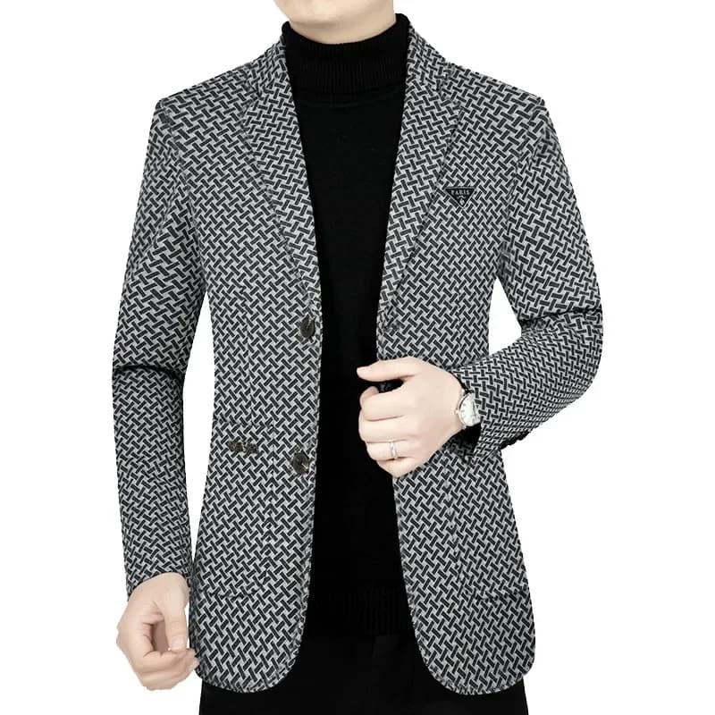 New Men Business Blazers Checkered Casual Coats