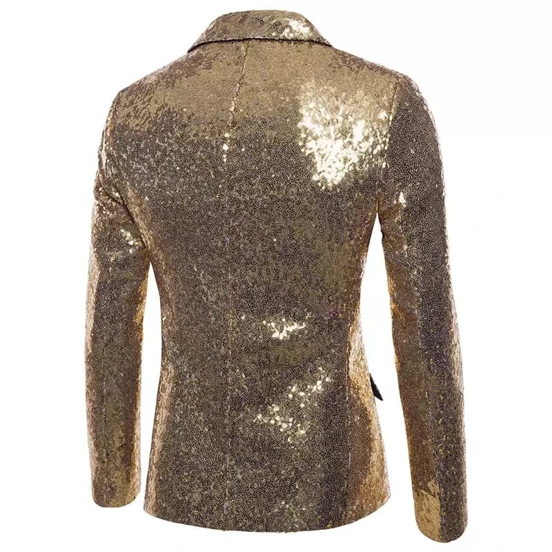 New Formal Men Shiny Blazer Sequins Party Button