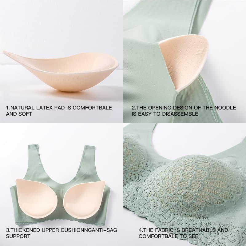 Latex Seamless Bra Women Push Up Underwear Cooling Gathers Shock-Proof Pad Female Intimate Fashion Soft Comfortable Bralette