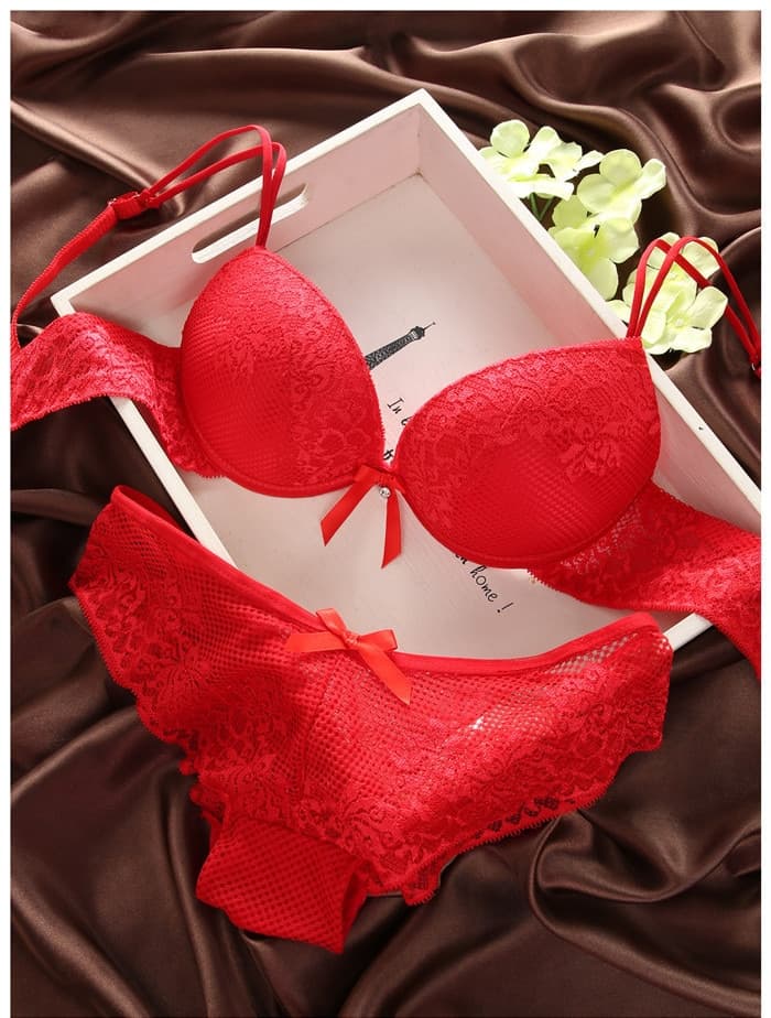 Brassiere comfortable lace bra underwear set solid crop top female lingerie for women underwire push up