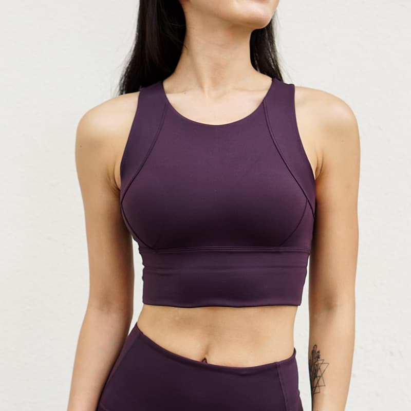 Women Sport Bra Clothes Bra Texture High-coverage Long Style Yoga Bra Removable Cups Gym Training Fitness Bra