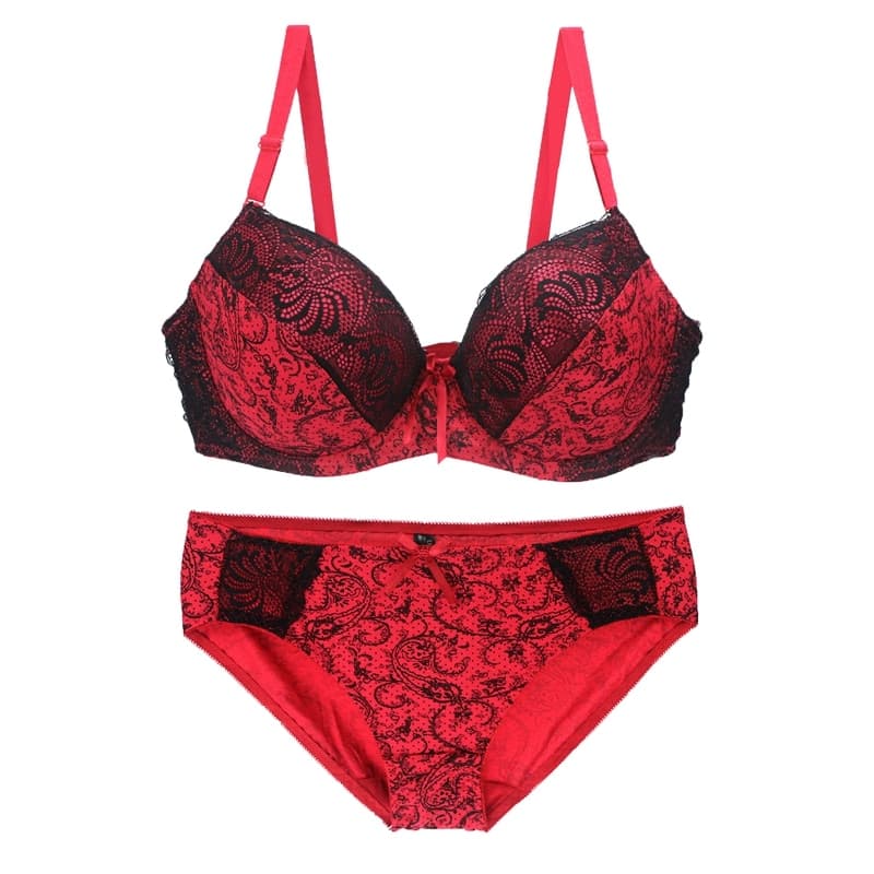 New Sexy Lace Shoulder Strap Bra Set Ladies Underwear Push Up Large Size Lingerie Plus Two Cups Underwire BCDE Cup Bra Sets