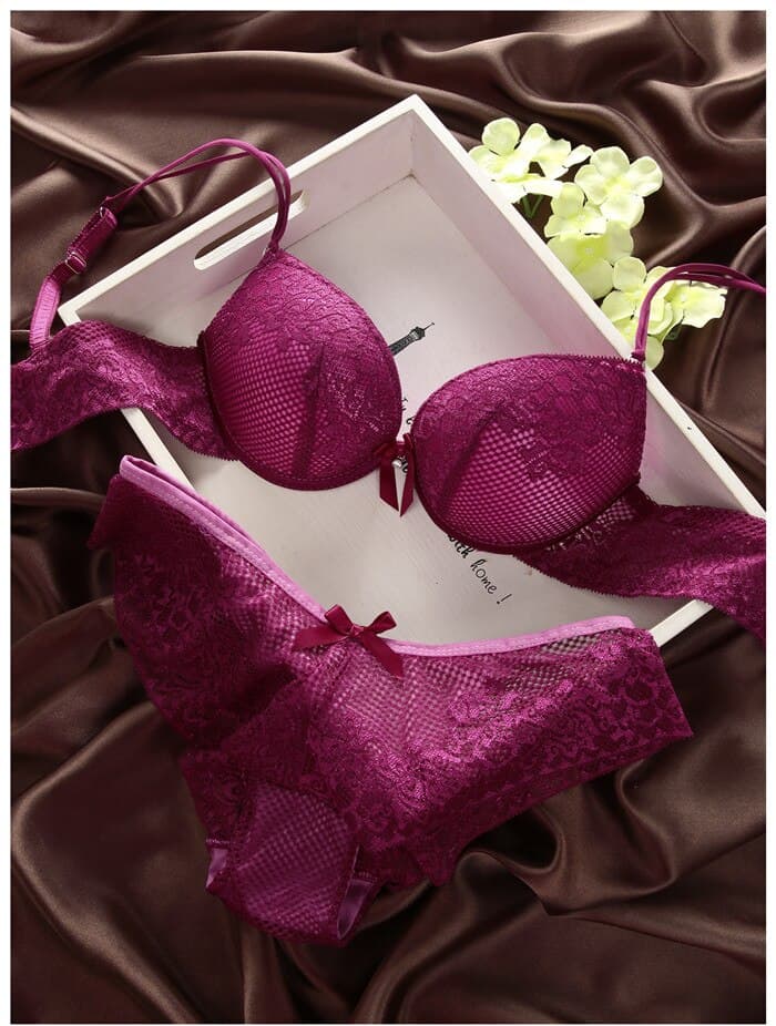 Brassiere comfortable lace bra underwear set solid crop top female lingerie for women underwire push up
