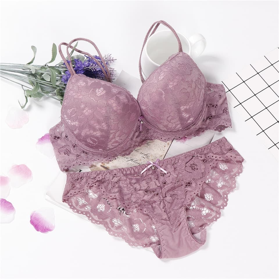 Japanese Fashion Women Underwear Set Lingerie Pink  Panties And Bra Set