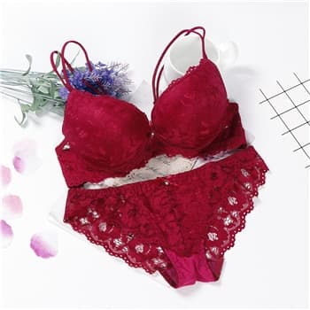 Japanese Fashion Women Underwear Set Lingerie Pink  Panties And Bra Set