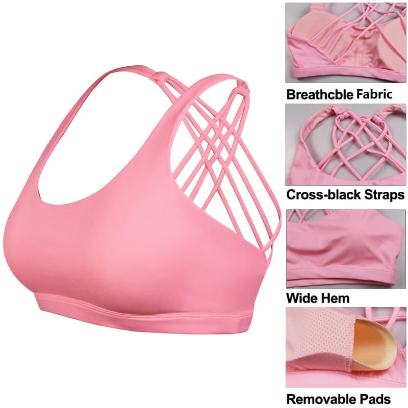 Cross Back Open Halter Sport Bra Sexy Vest Top Fitness Women Running Sport Yoga Shirt Bra Gym Compression Brassiere