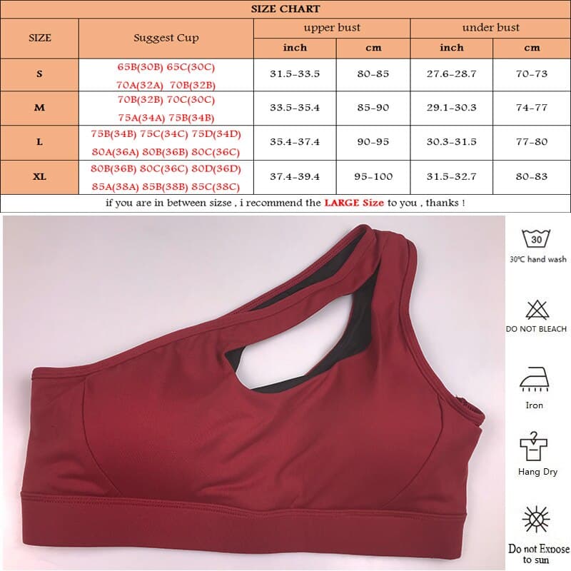 Solid One Shoulder Sports Bra Women Fitness Yoga Bras Gym Padded Sport Tops Athletic Vest Running Push Up Brassieres