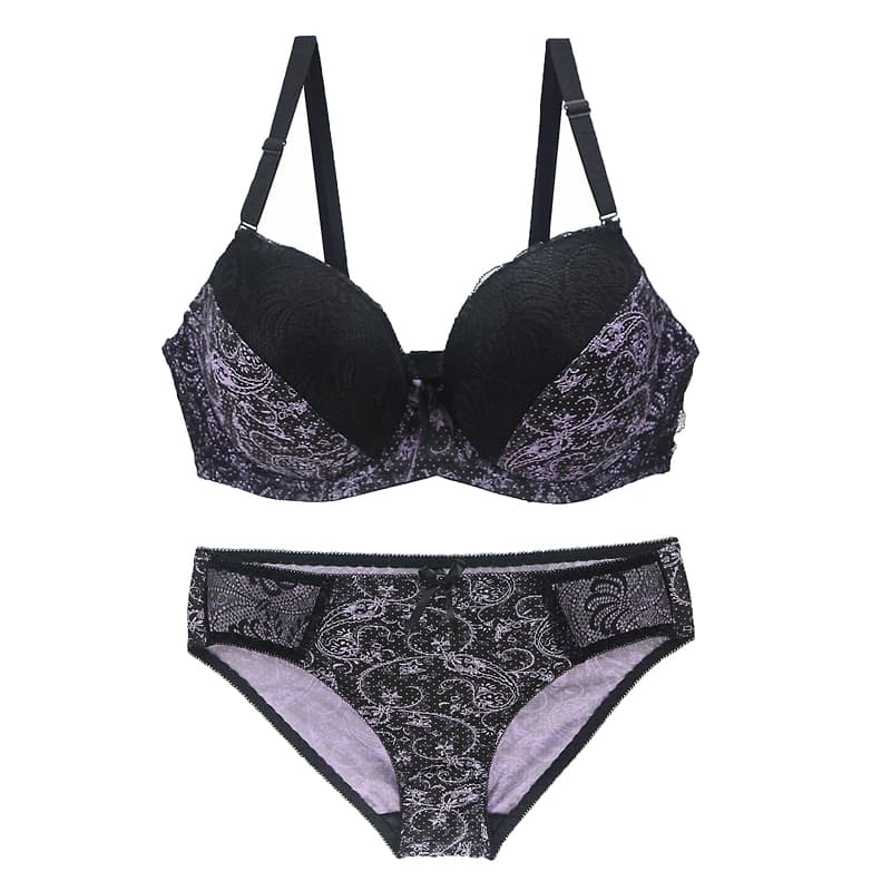 New Sexy Lace Shoulder Strap Bra Set Ladies Underwear Push Up Large Size Lingerie Plus Two Cups Underwire BCDE Cup Bra Sets