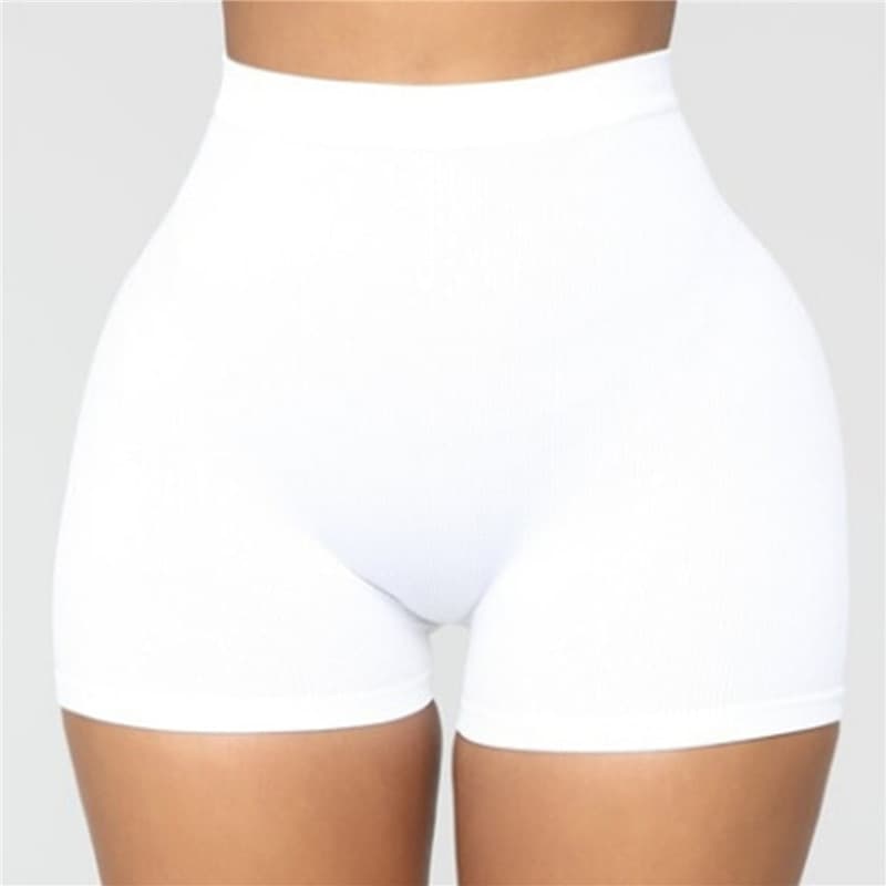 Summer Hot Women Casual High Elastic Waist Tight Fitness Short Slim Skinny Dancing Shorts Solid Color Female Girl Exercise Shorts
