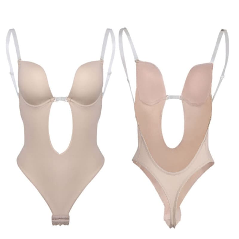 Sexy Women Full Bodyshaper Bra Deep V Convertible Bra Thong Shapewear Backless Invisible Push Up Underwear Slimming Bodysuit