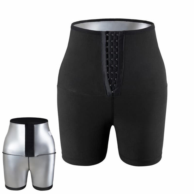 Women Abdomen Control Hip Lifting Sweat Pants Sauna Beam High Waist Body Fitness Breasted Three-Point/Five Point Shorts