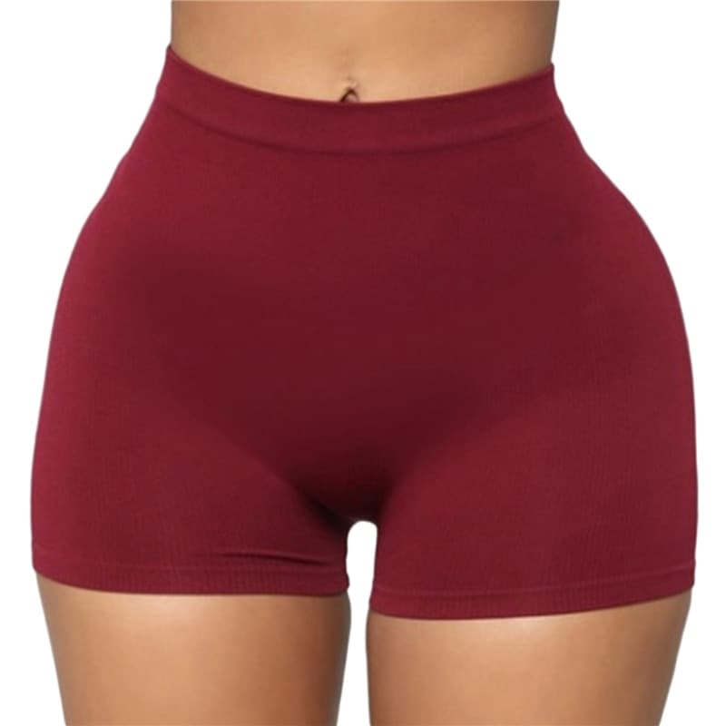 Summer Hot Women Casual High Elastic Waist Tight Fitness Short Slim Skinny Dancing Shorts Solid Color Female Girl Exercise Shorts