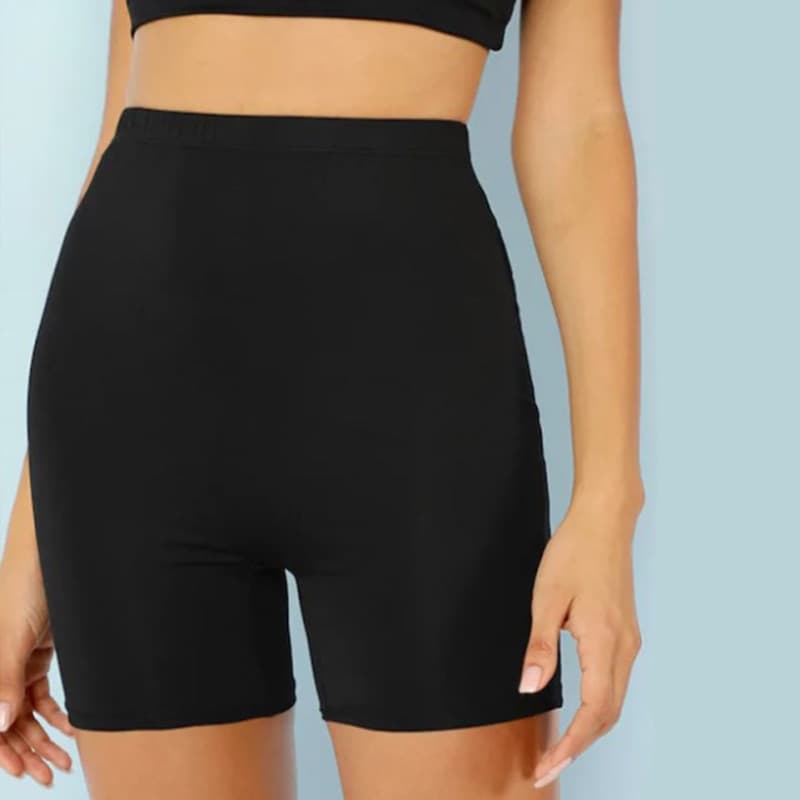 Women Casual Thin Fitness Short High Waist Fashion Biker Shorts Summer Slim Knee Length Bottoms Black Cycling Shorts Streetwear