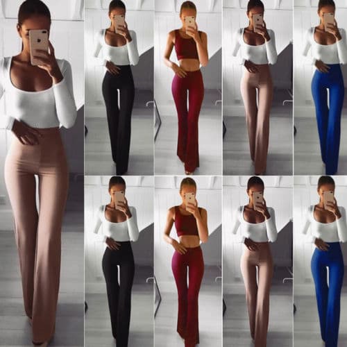 Summer Autumn Solid Elegant Pants Female Lady Women Palazzo Flared Wide Killer Legs Pants High Waist OL Ladies Career Long Trousers