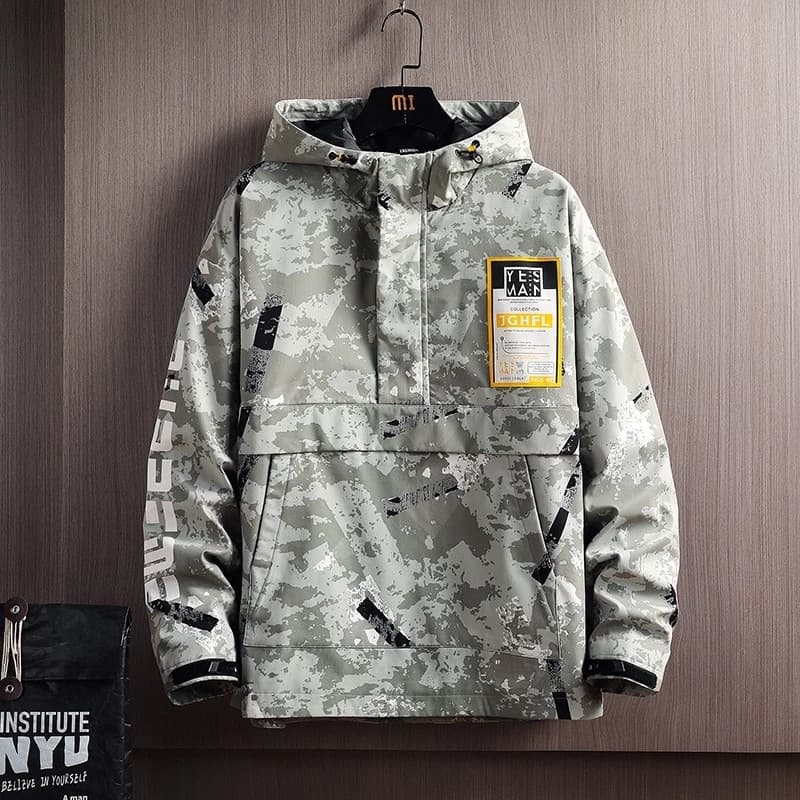 New Spring Autumn Jacket Fashion Casual Streetwear Hooded Jacket Windbreaker Coat Male Outwear Camouflage Hip Hop Clothes