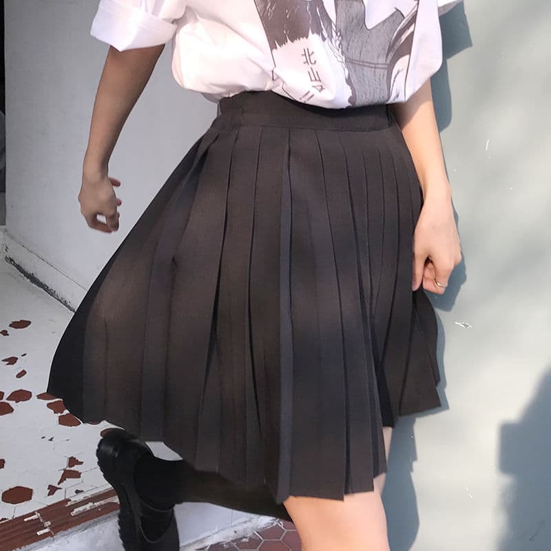 Women Pleated High Waist Skirts Plus Size Solid Casual Streetwear All-match Korean Style Trendy Novelty Daily Womens Comfortable