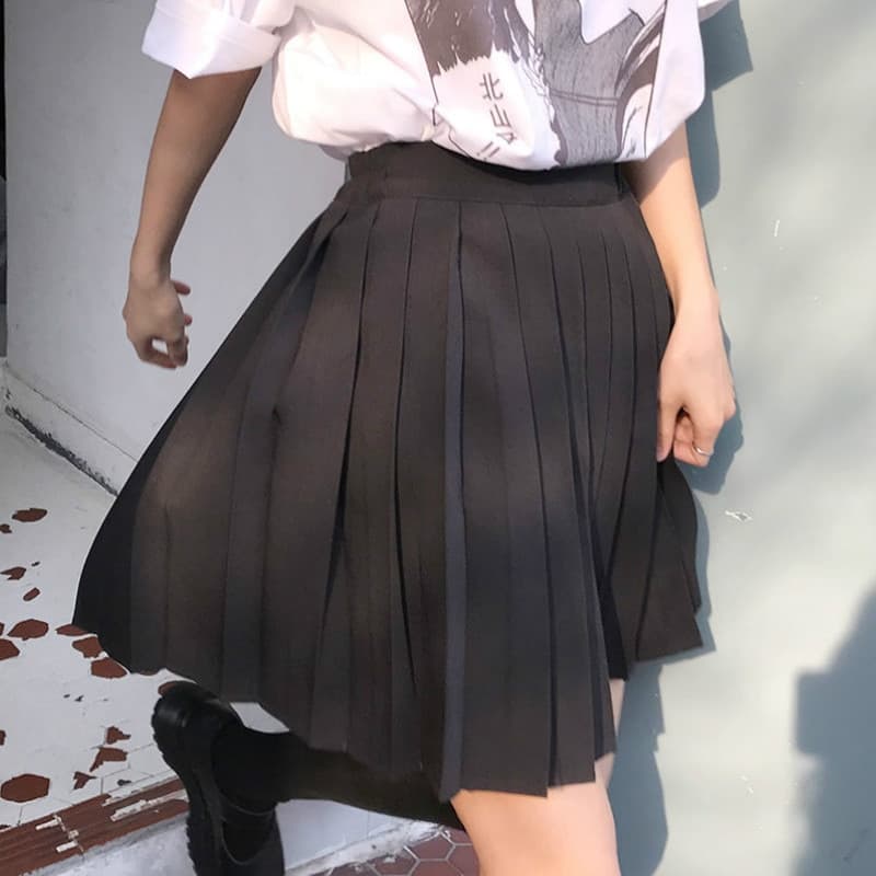 Women Pleated High Waist Skirts Plus Size Solid Casual Streetwear All-match Korean Style Trendy Novelty Daily Womens Comfortable