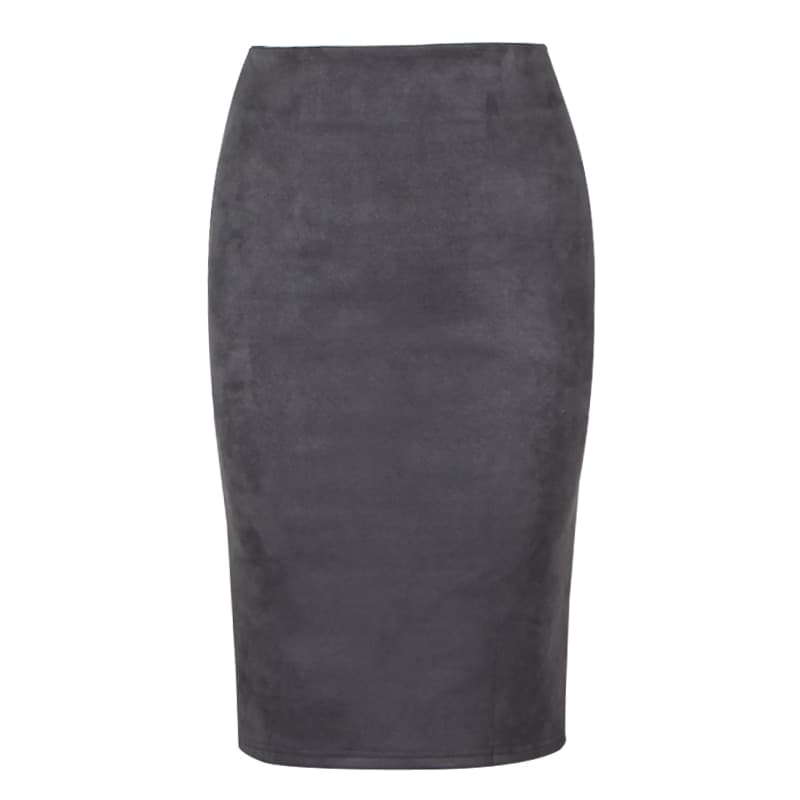 Sexy Suede Midi Pencil Skirt Women Fashion Elastic High Waist Office Lady Body con Skirts