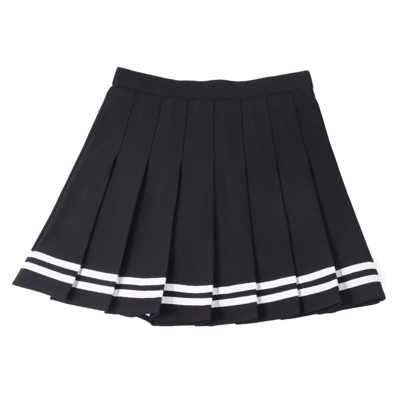 Summer Korean Fashion Short Women Casual Skirt Slim Elastic High Waisted Striped Pleated Plaid A Line Mini Skirts