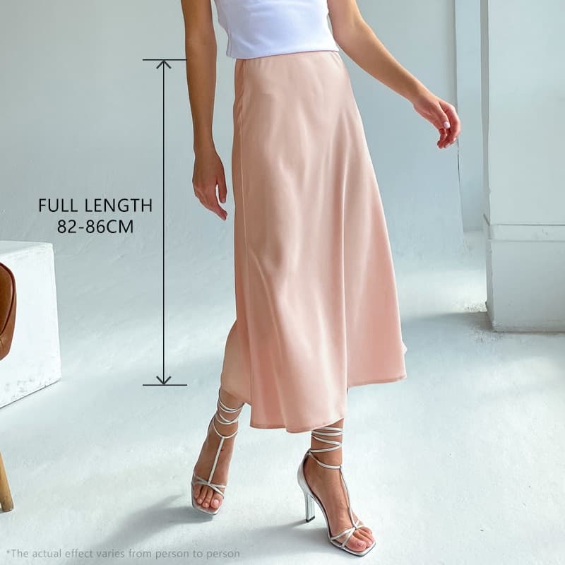 Women Long Satin Skirt Midi Elegant High Waist Green Autumn Office A line Solid Vintage Silk Purple Skirt for Women