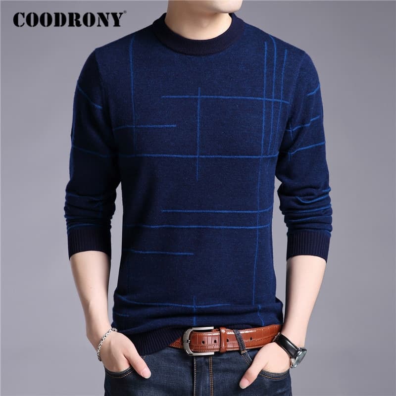Men Spring Autumn O Neck Sweater Pull Homme Cotton Wool Pullover Men Striped Knitwear Mens Sweaters Shirt