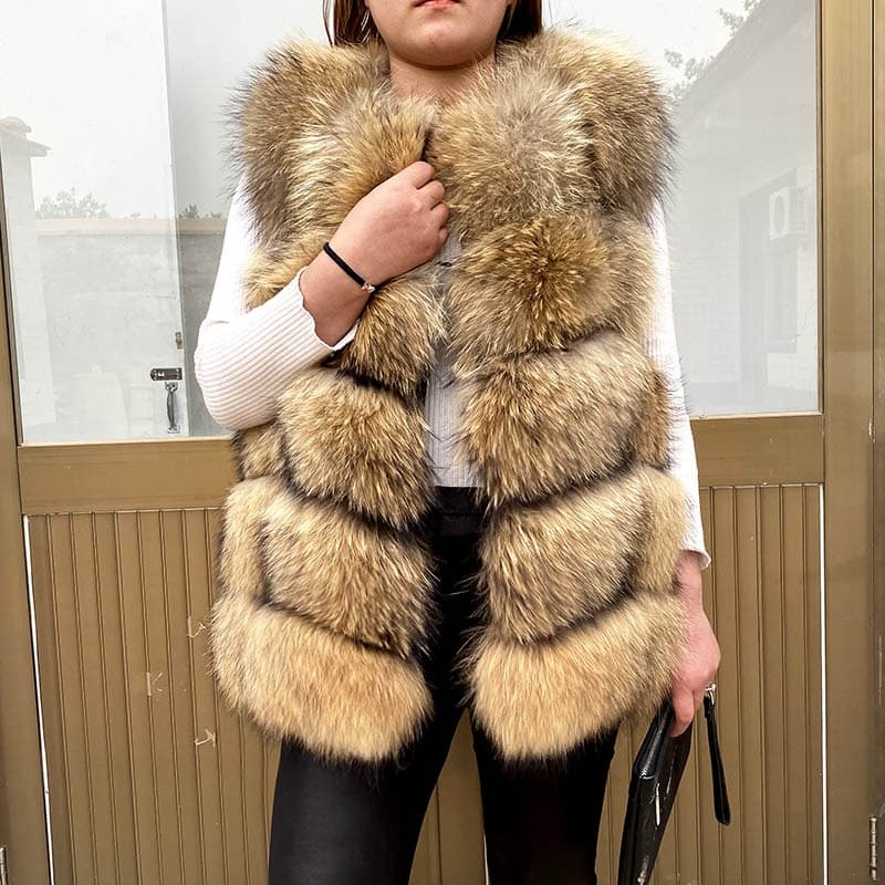 New Women High quality fox fur vest Jacket 100% natural real fur  fashion fur coat jacket vest Genuine Leather coat