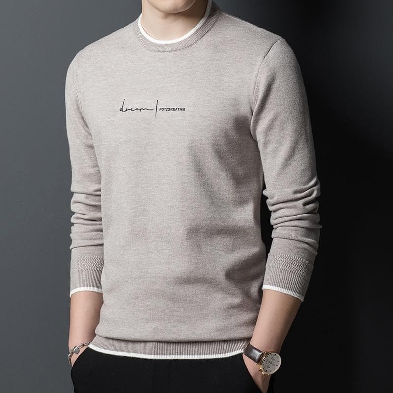 New Fashion Men Crew Letter Printed Slim Fit Sweater Brand Designer Knit Pullover Autumn Winter Navy Casual Jumper Men Clothes
