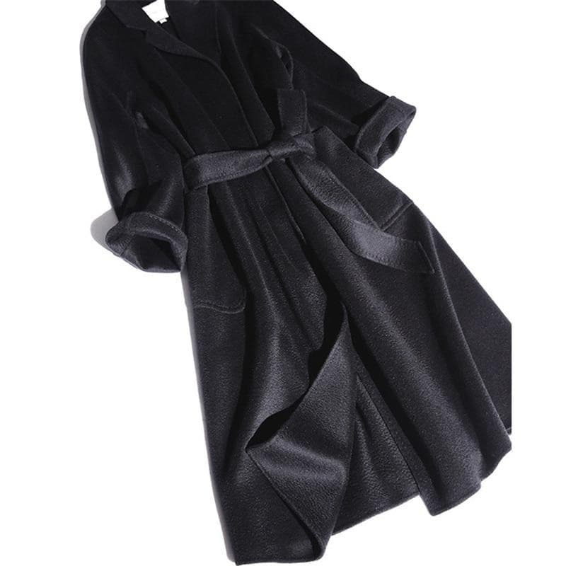 New Women Winter Cashmere Coat Dress Women Mid Length Wool Coat Water Ripples Autumn 20% Cashmere Camel Coat With Black Coat Commuting