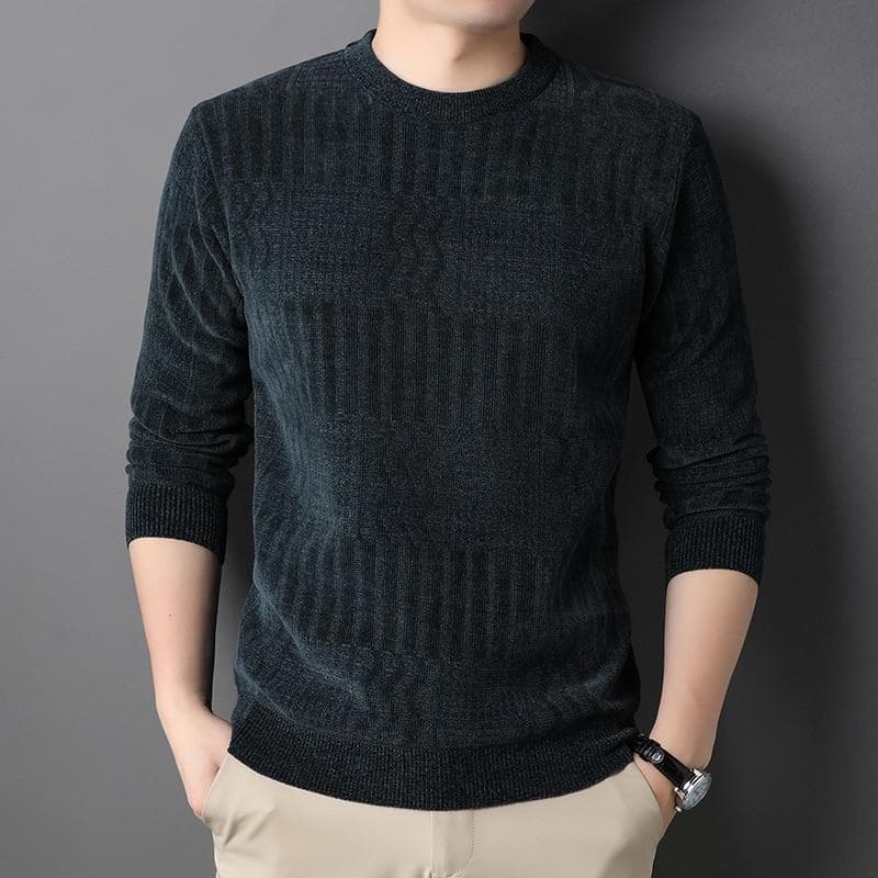 Men’s Winter Fleece Sweater – Thick, Warm, Slim Fit Knitted Pullover