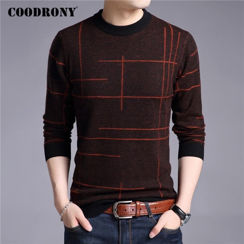 Men Spring Autumn O Neck Sweater Pull Homme Cotton Wool Pullover Men Striped Knitwear Mens Sweaters Shirt