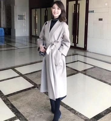 New Popular Women High End Water Ripple Dress Coat Double Sided Wool Coat Women Long Bathrobe Style Autumn Winter Coat For Women