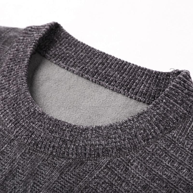 Men’s Winter Fleece Sweater – Thick, Warm, Slim Fit Knitted Pullover