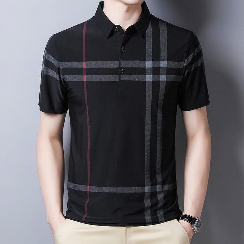 Fashion Brand Men Polo Summer Cool Thin Shirt for Men Short Sleeve Striped Casula Male Polo Shirt Korean Clothing