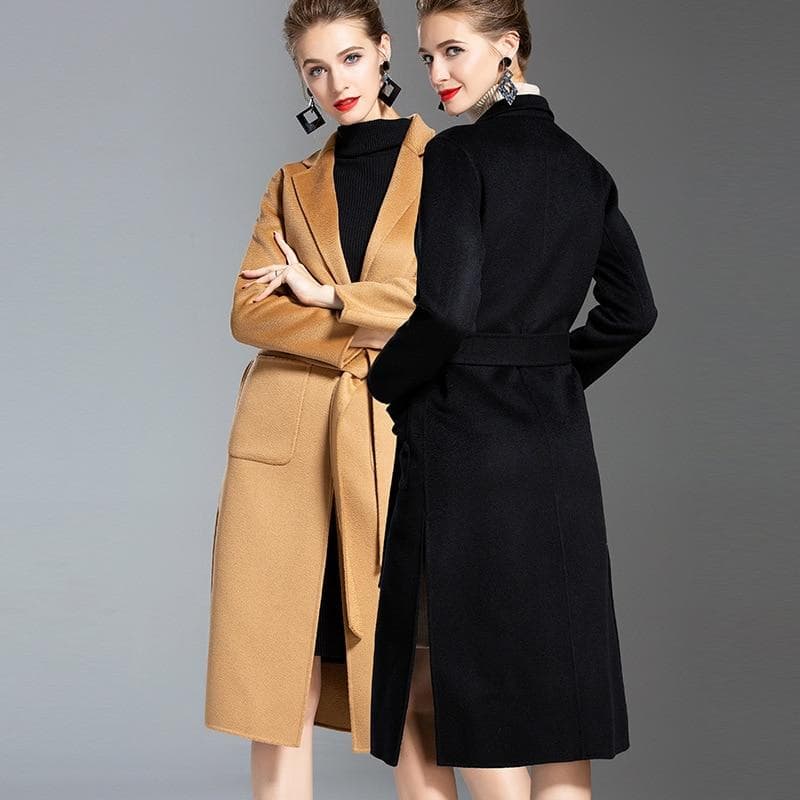 New Women Winter Wool Coat Dress European And American Water Wave Cashmere Coat Medium and Long  Double Sided Women Cloth Coat