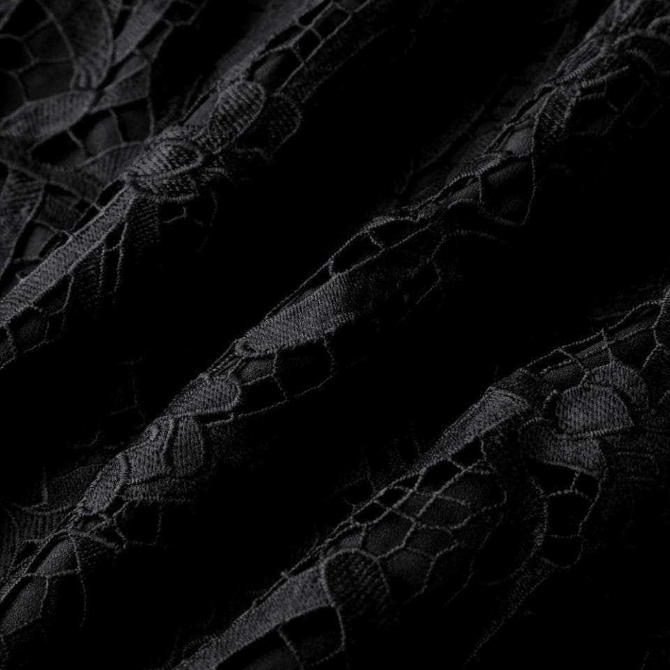Women Openwork Embroidery Dress Lace A Word Summer European And American Large Size Women Solid Colour Sleeveless – view 3