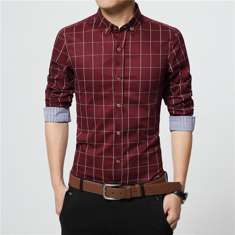 Men Plaid Cotton Dress Shirt Male High Quality Long Sleeve Slim Fit Business Casual Shirt Plus Size 5XL